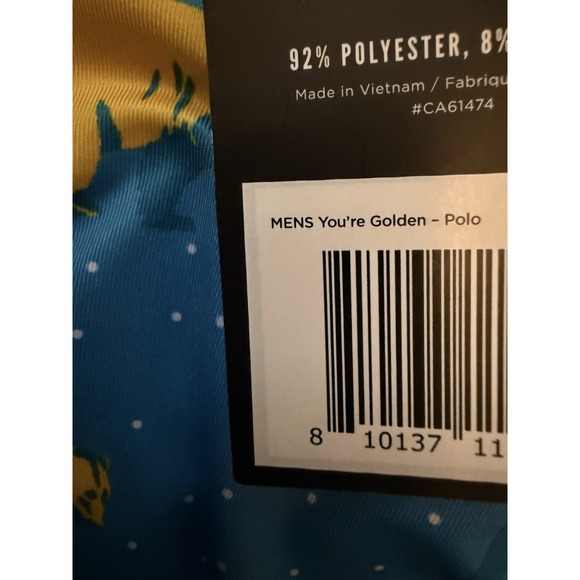 Waggle Blue Golden Bear Print‎ Short Sleeve Golf Polo Tour Soft Touch New Sz XL - Picture 3 of 8